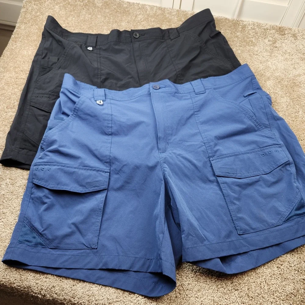 Columbia PFG Cargo Shorts Bundle Lot of 2  Mens XL 6L Blue Black 2 Pairs